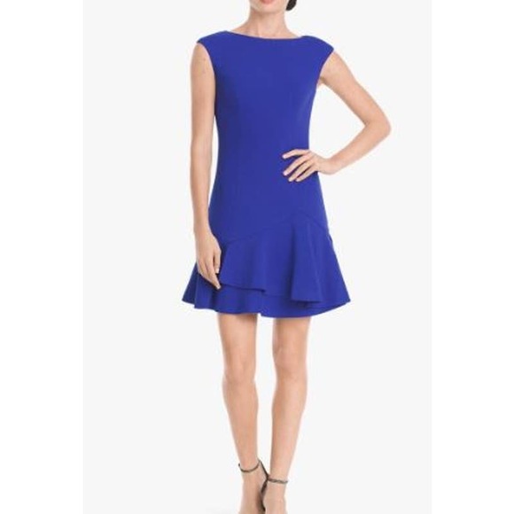 VINCE CAMUTO Flounce Hem Shift Dress Cobalt Blue Size 2 NWT - Picture 1 of 7